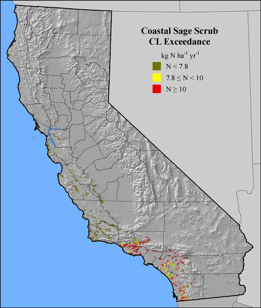 California Sage Scrub CL Exceedance map