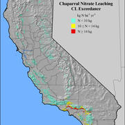 California Chaparral NO3 Exceedance map