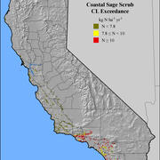 California Sage Scrub CL Exceedance map