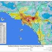 Annual Dry Deposition Nitrogen deposition map for Southern California in 2002