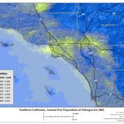 Annual Wet Deposition Nitrogen deposition map for Southern California in 2002.
